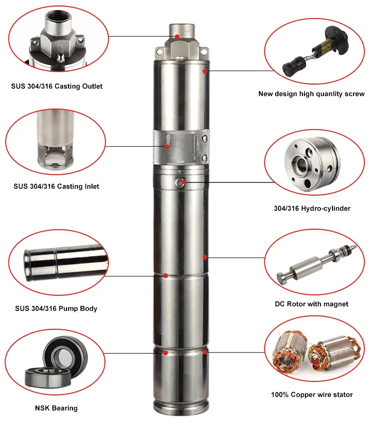 1100W Solar Submersible Pump for Deep Water Well Kit Solar Pump in Thailand