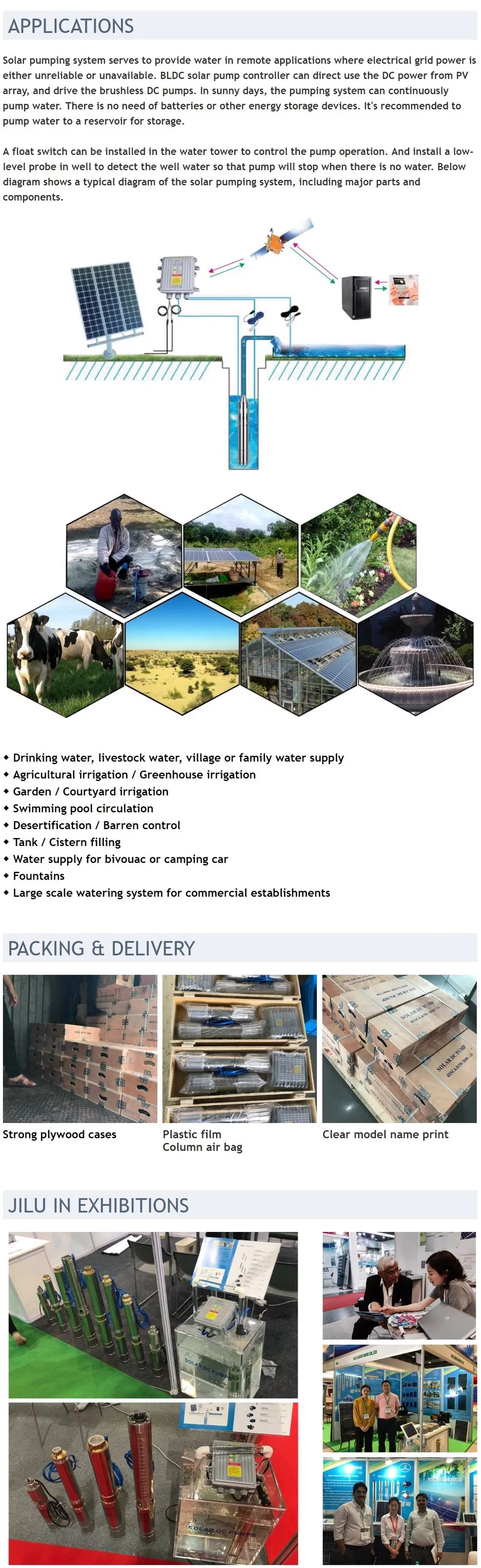 3SSH1.8/100-D36/500 3inch Solar Water Pump Big Power for agriculture irrigation