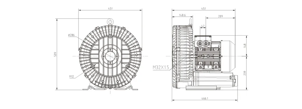 7.5kw 10HP Dereike Side Channel Vacuum Pump Dhb 810c 7D5 for The Central Vacuum System