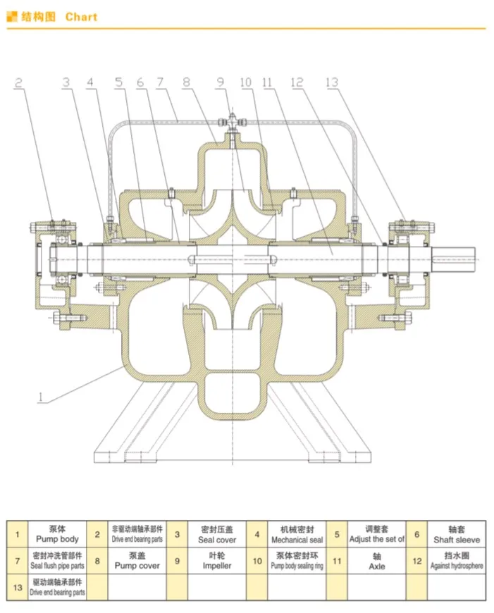 Double Suction Large Capacity Pump with Electric Motor for Waterworks