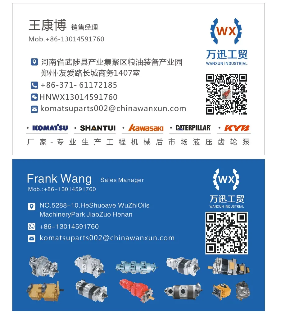 Hydraulic Pump for Komatsu Wheelloader Wa90 Wa100 Wa120 Wa180 Wa200 Wa150