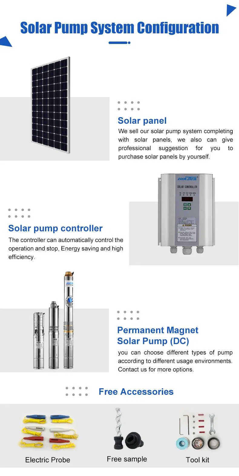 Mastra 4 Inch 1100W Solar Powered Submersible Well Water Pump High Pressure Solar Submers Pump for Zimbabwe