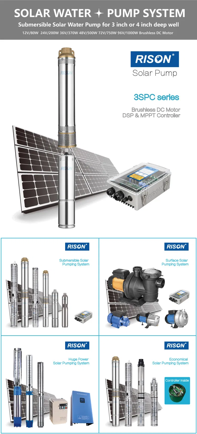 Powered Solar Pump 300W 500W 750W 1100W Solar Water Pump