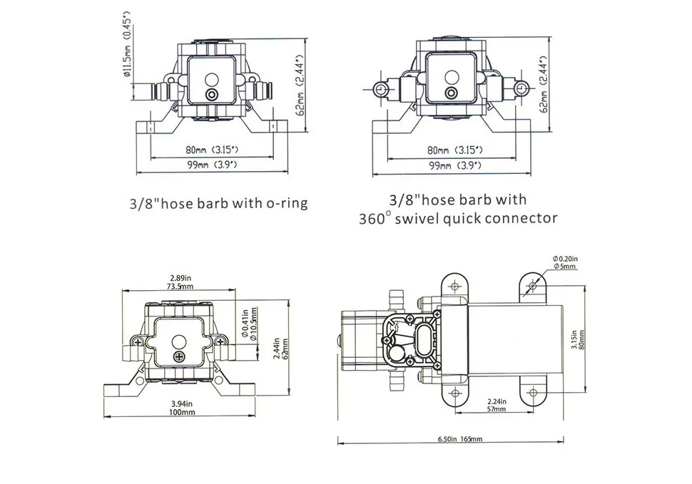 Standard Demand Pump 12V 35psi 1.2pgm Farm Pump