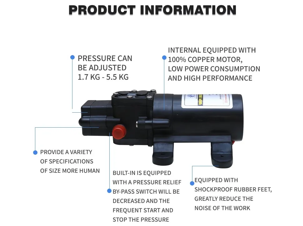 Standard Demand Pump 12V 35psi 1.2pgm Farm Pump