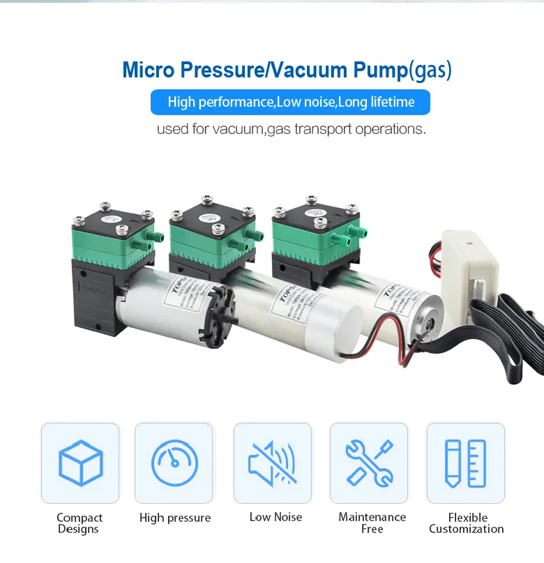Topsflo Low Noise High Performance Brush Moto Air Mini Vacuum Pump