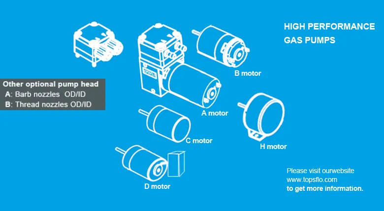Topsflo Low Noise High Performance Brush Moto Air Mini Vacuum Pump