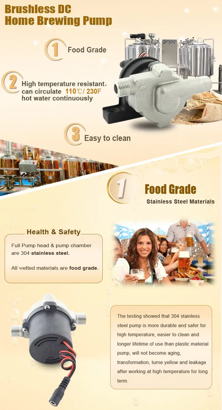 Topsflo Stainless Steel Hot Water Circulation Pump/Beer Brewing Pump