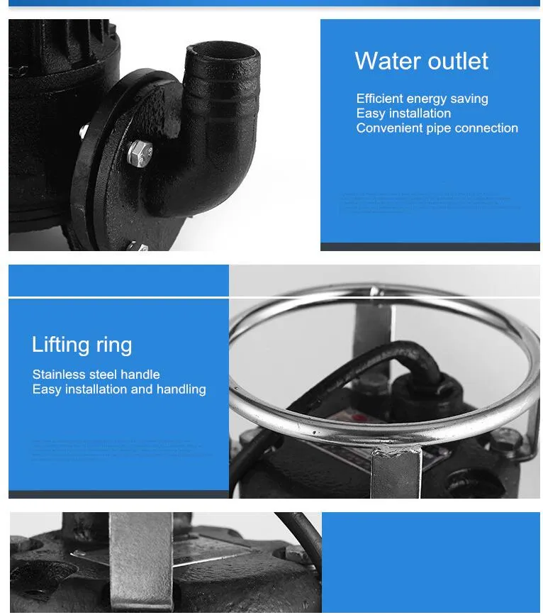 Vertical Cooper Wire Non-Clogging Centrifugal Fecal Cutter Submersible Sewage Water Pump