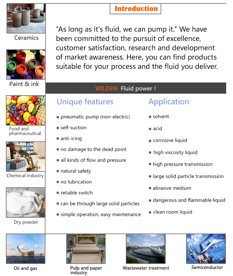 Wilden Aluminum Pneumatic Aodd Double Diaphragm Pump for Sewage Water