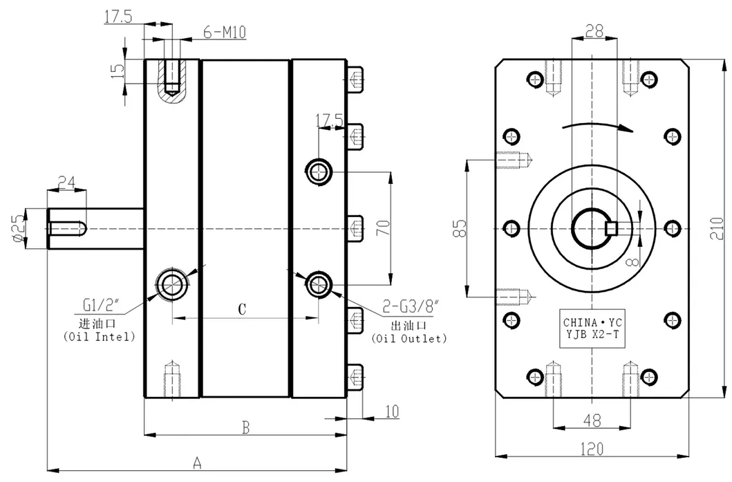 Yjb-10X2-30X2-One Inlet and Two Outlet Oil Metering Gear Pump